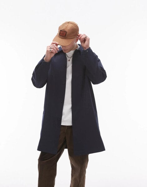 Topman mac coat in navy