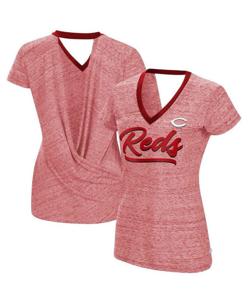 Women's Red Cincinnati Reds Halftime Back Wrap Top V-Neck T-shirt