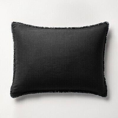 King Heavyweight Linen Blend Comforter Sham Washed Black - Casaluna