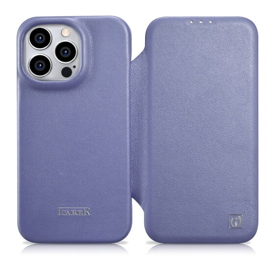 Чехол для iPhone 14 Pro Max с магнитной крышкой MagSafe CE Premium Leather от ICARER, светло-фиолетовый