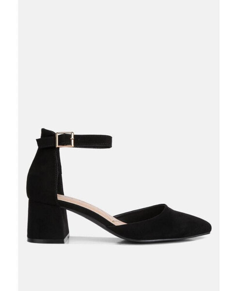 kody suede ankle strap block heel sandals