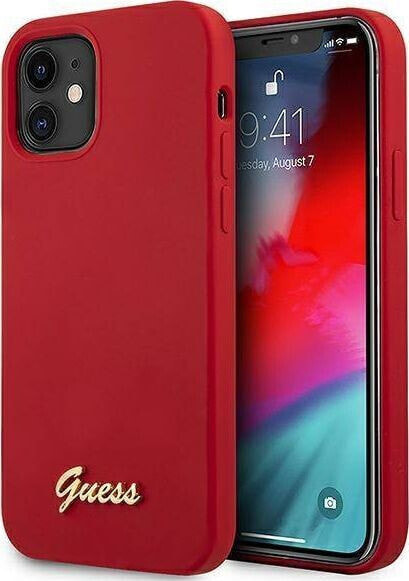 Guess Etui Guess GUHCP12SLSLMGRE Apple iPhone 12 mini czerwony/red hardcase Metal Logo Script