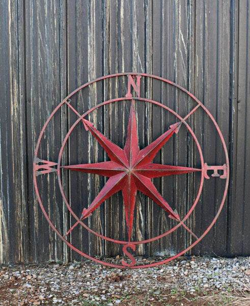 Metal Compass Wall Decor, Red
