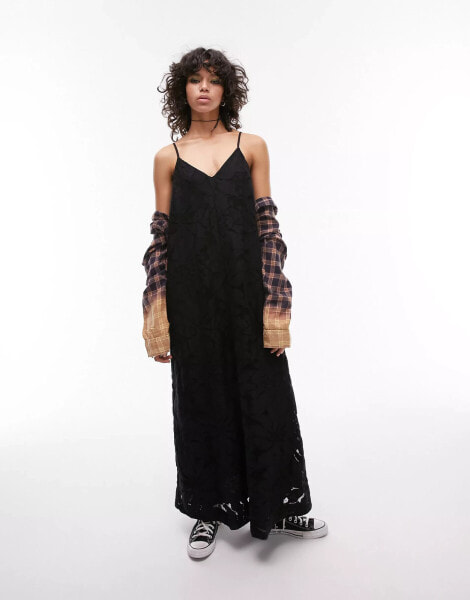 Topshop lace maxi chuck on in black