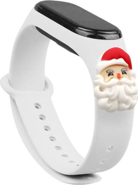 Hurtel Strap Xmas opaska do Xiaomi Mi Band 4 / Mi Band 3 świąteczny silikonowy pasek bransoletka biały (mikołaj)