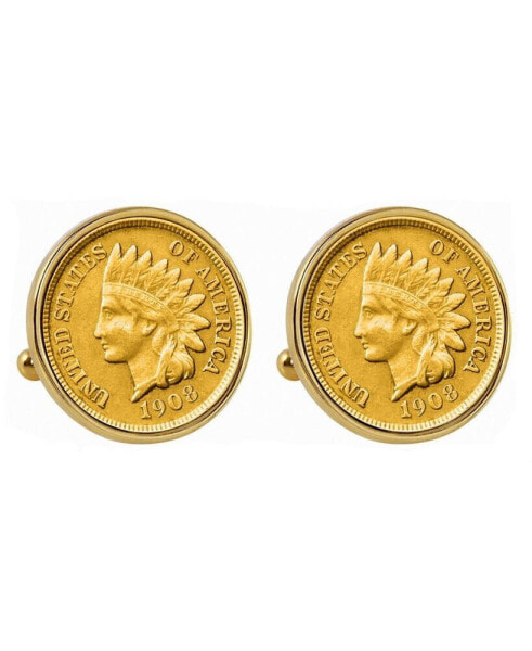 Gold-Layered Indian Penny Bezel Coin Cuff Links