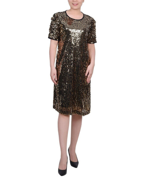 Women's Short Sleeve Sequined Sheath Dress