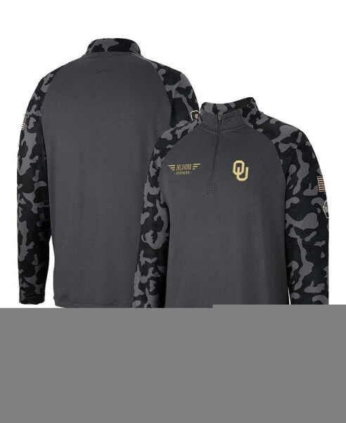 Men's Charcoal Oklahoma Sooners OHT Military-Inspired Appreciation Long Range Raglan Quarter-Zip Jacket