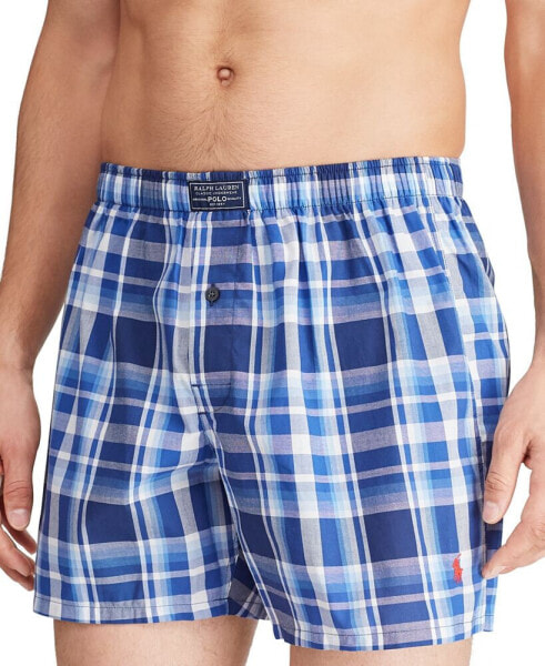 Men's Plaid Single-Button Fly Boxers