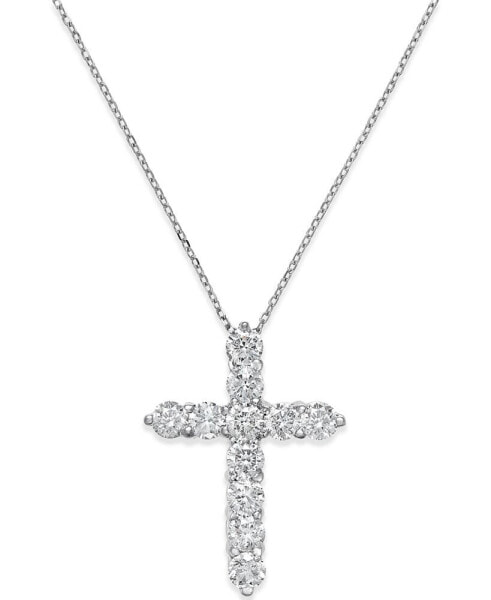 Diamond Cross Pendant Necklace (2 ct. t.w.) in 14k White Gold