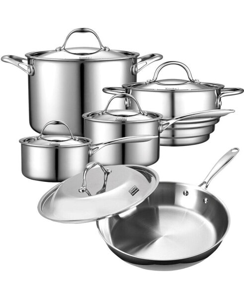 Набор посуды Cooks Standard из нержавеющей стали многослойный, 10 предметов