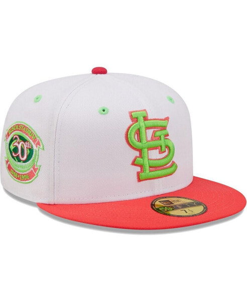 Men's White, Coral St. Louis Cardinals 30Th Anniversary At Busch Stadium Strawberry Lolli 59Fifty Fitted Hat