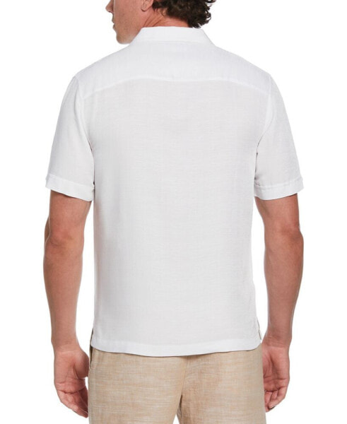 Men's Textured Short Sleeve Button-Front Parrot Print Camp Shirt
