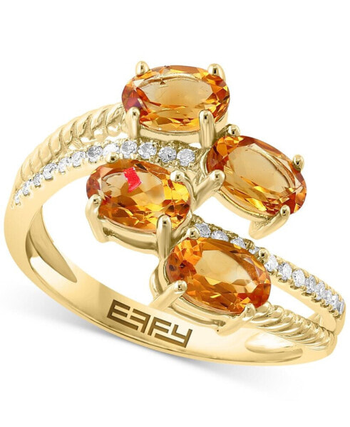 EFFY® Citrine (1-5/8 ct. t.w) & Diamond (1/10 ct. t.w.) Cluster Bypass Ring in 14k Gold