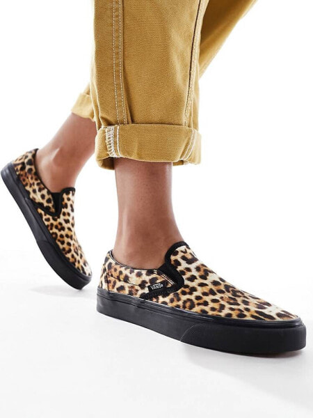 Vans classic slip on trainers in leopard print