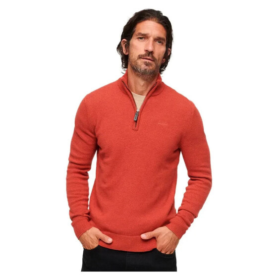 SUPERDRY Essential Embroidered Henley Half Zip Sweater