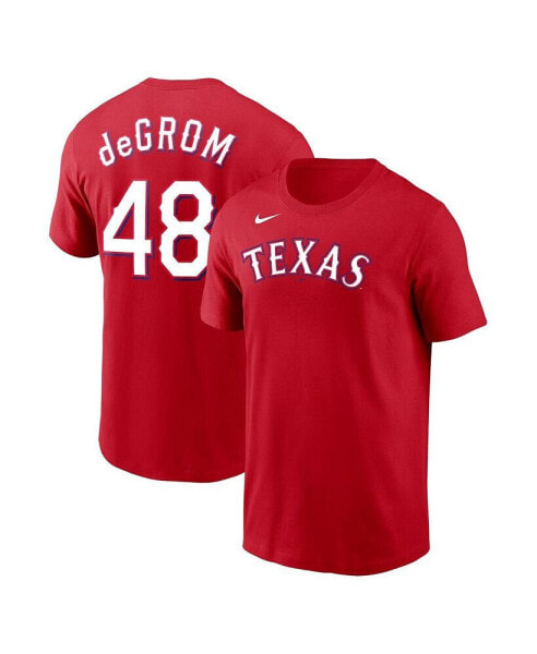 Men's Jacob deGrom Red Texas Rangers 2023 Name and Number T-shirt