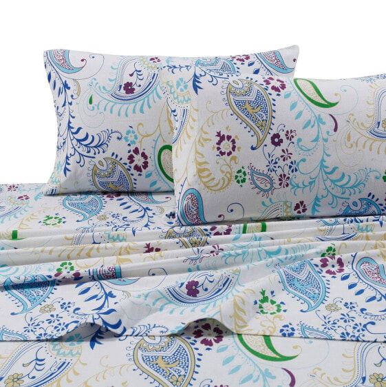 Paisley Garden Extra Deep Pocket Twin XL Flannel Sheet Set