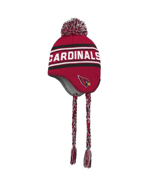 Big Boys Cardinal, Black Arizona Cardinals Jacquard Tassel Knit Hat with Pom