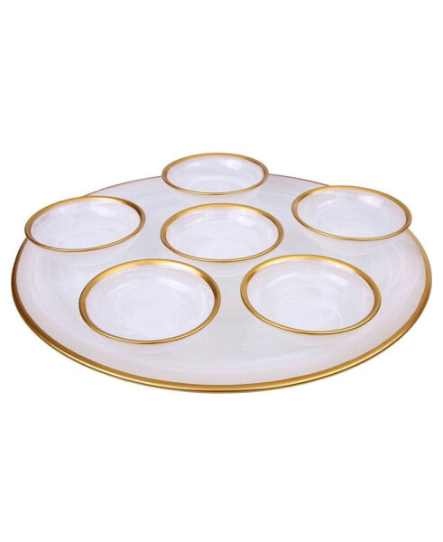 12.75" Alabaster Seder Plate with Rim