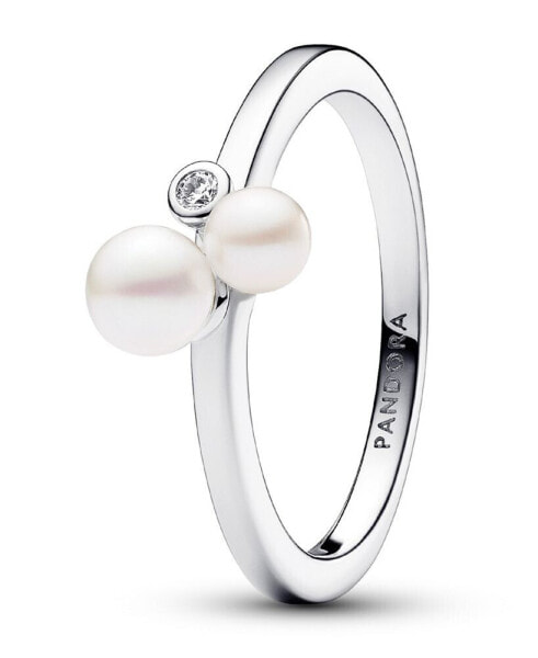 Sterling Silver Timeless Duo Treated Freshwater Cultured Pearls Ring