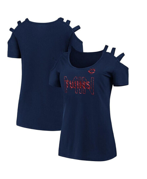 Women's Navy Minnesota Twins Three Strap Open Shoulder T-shirt