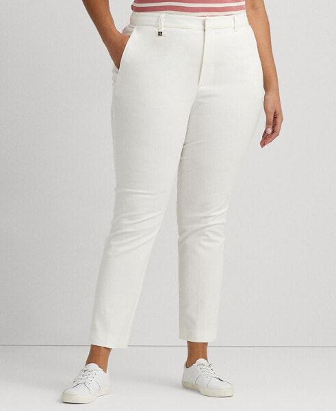 Plus Size Stretch Cotton Cropped Pants