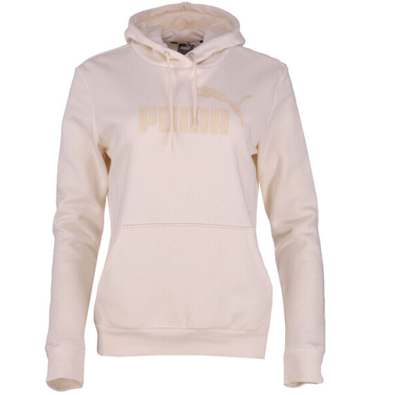 Puma Ess Logo Pullover Hoodie Womens White Casual Athletic Outerwear 84686099