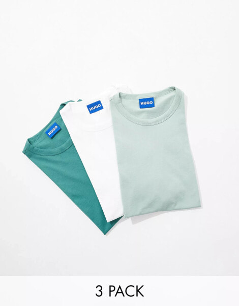 HUGO Blue Naolo 3 pack t-shirts in white and green