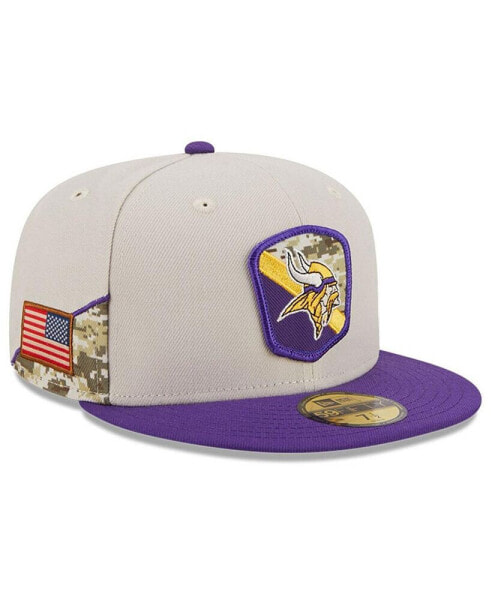 Men's Stone, Purple Minnesota Vikings 2023 Salute To Service 59FIFTY Fitted Hat