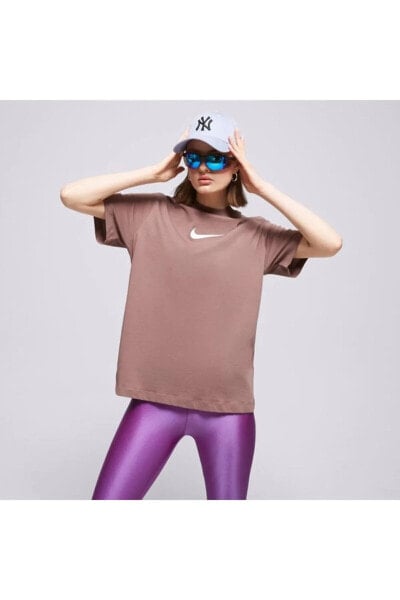 Женская Футболка Nike Sportswear Gel-Midi Swoosh Graphic Boyfriend Short-Sleeve Коричневая FD1129-291