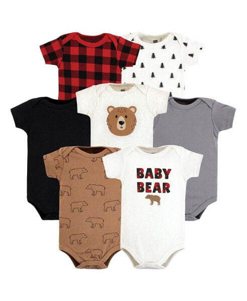 Baby Boys Cotton Bodysuits, Brown Bear