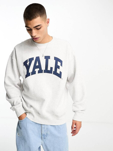 Cotton:On relaxed classic sweat in grey marl with Yale graphic