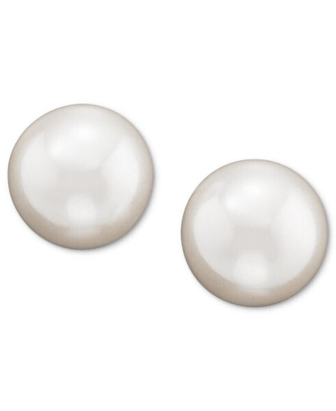 Silver-Tone Imitation Pearl Stud Earrings (6MM)