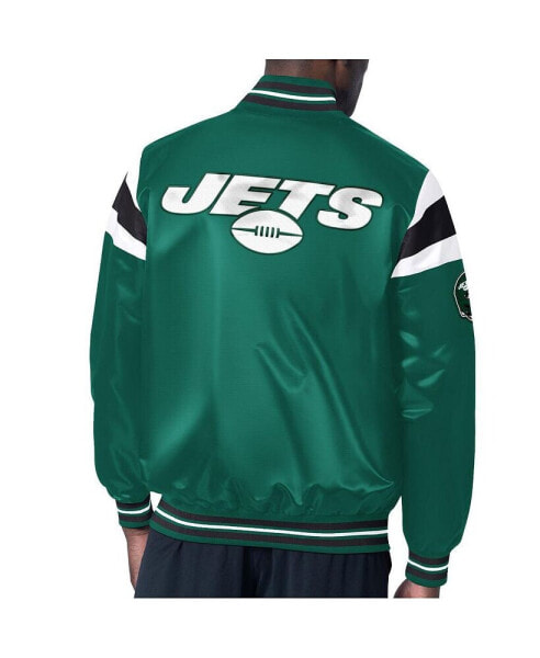 Men's Green New York Jets Satin Full-Snap Varsity Jacket