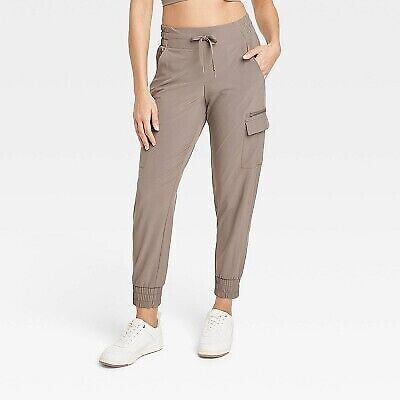 Women's Flex Woven Mid-Rise Cargo Joggers - All In Motion Taupe XS