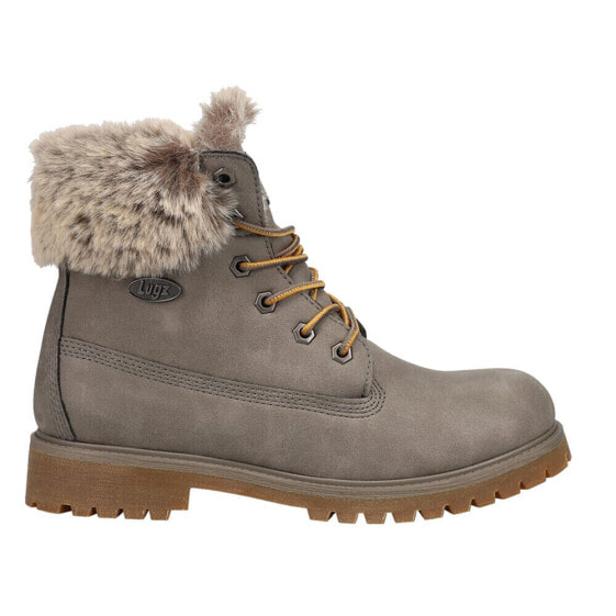 Lugz Convoy Faux Fur Lace Up Womens Grey Casual Boots WCNYFD-0426