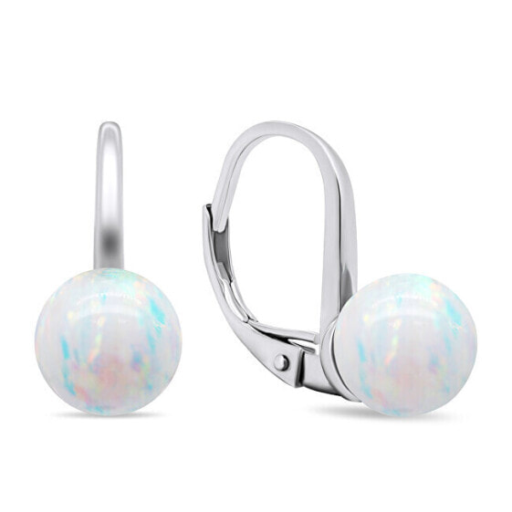 Charming silver earrings with synthetic opals EA681W