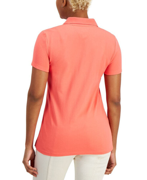 Women's Solid Short-Sleeve Polo Top