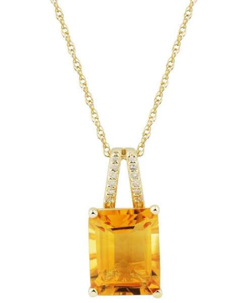 Macy's citrine (3 ct. t.w.) & Diamond Accent 18" Pendant Necklace in 14k Gold