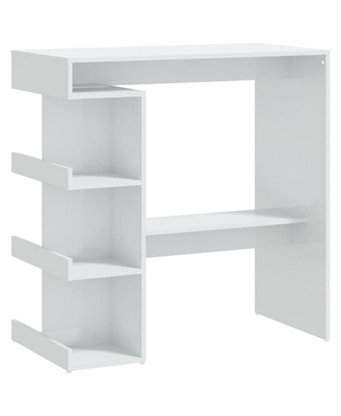 Bar Table with Storage Rack High Gloss White 39.4"x19.7"x40"