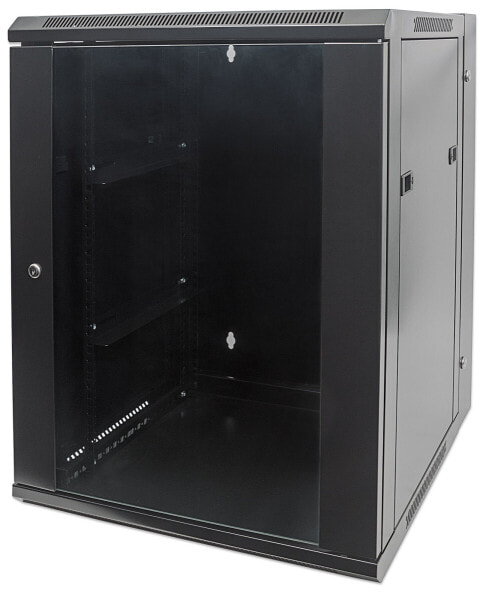 Intellinet Network Cabinet - Wall Mount (Double Section Hinged Swing Out) - 15U - Usable Depth 425mm/Width 540mm - Black - Assembled - Max 30kg - Swings out for access to back of cabinet when installed on wall - 19",Parts for wall install (eg screws/rawl plugs) not