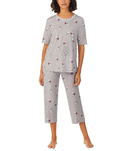 Women's 2-Pc. Printed Cropped Pajamas Set