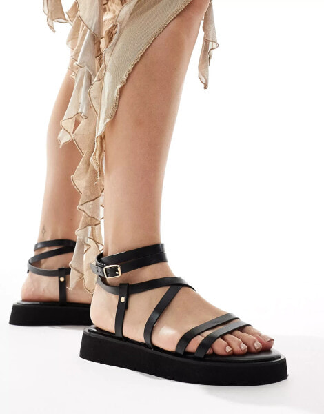 Truffle Collection ankle strap sandals in black