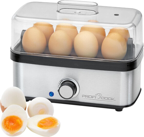 ProfiCook® Egg Cooker for up to 8 Eggs | Egg Cooker with Omelette / Poacher Function | Egg Boiler with Egg Holder & Measuring Cup with Egg Picker | Egg Cooker 8 Eggs with Indicator Light & Buzzer |