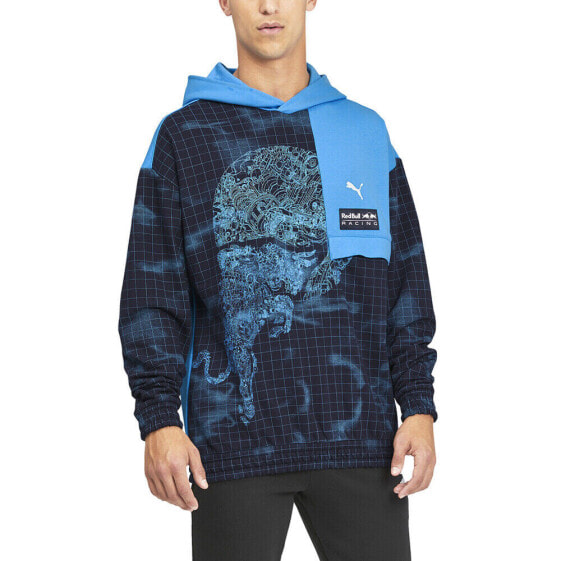 Puma Rbr Aop Pullover Hoodie Mens Blue Casual Athletic Outerwear 763194-07