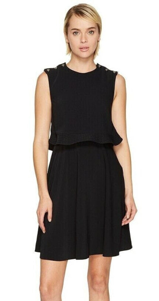 Sportmax 241985 Womens Tanga Pop Over Sleeveless A-Line Dress Black Size 38/4