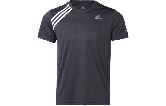 adidas 条纹跑步训练短袖T恤 国际版 男款 黑色 / Футболка Adidas T ED9294