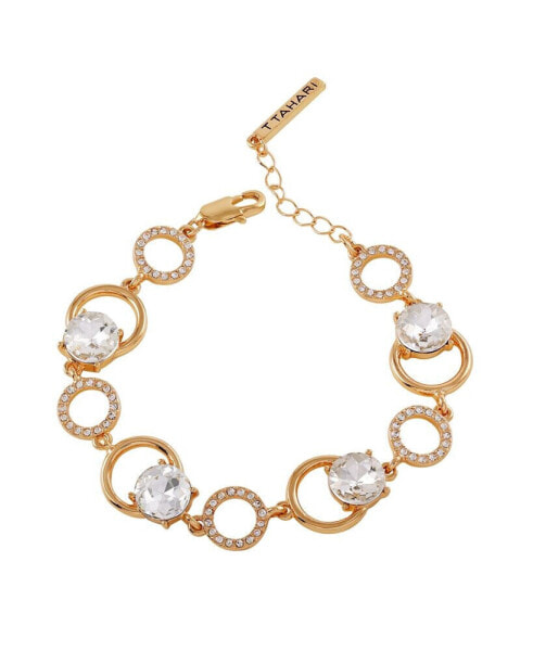 Gold-Tone Clear Glass Stone Line Bracelet