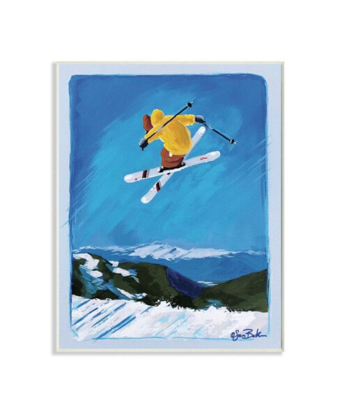 Winter Athlete Ski Jump Snow Sports Art , 13" x 19"